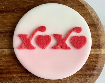 XoXo Valentijnsdag debosser-stempel. Valentijnsdag Koekjesstempel. Fondant glazuur Cupcake versieren