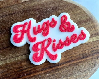 Hugs & Kisses Valentine’s Day Debosser Stamp. Valentine’s Day Cookie Stamp. Fondant Icing Cupcake Decorating