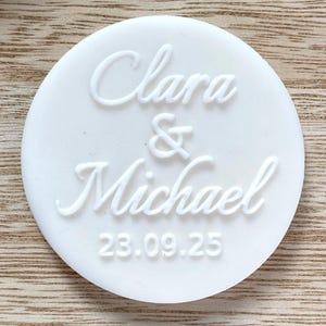 Custom Names and Date Wedding Cookie Stamp. Wedding Fondant Biscuit Decorating
