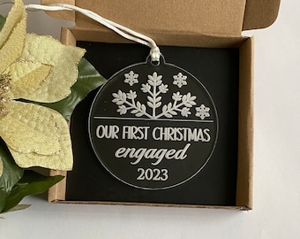 Our First Christmas Engaged Ornament 2023, Personalised Engagement Gifts, Gift for Couples