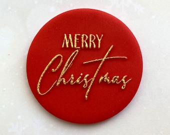 Merry Christmas Cookie Stamp. Christmas Outbosser Stamp. Fondant Biscuit Cupcake Decorating