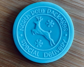 North Pole Express Delivery Cookie Debosser Stamp.Icing Fondant Embosser Stamps