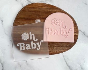 Oh Baby Cookie Outbosser Stamp. New Baby Fondant Icing Cupcake Biscuit Decorating