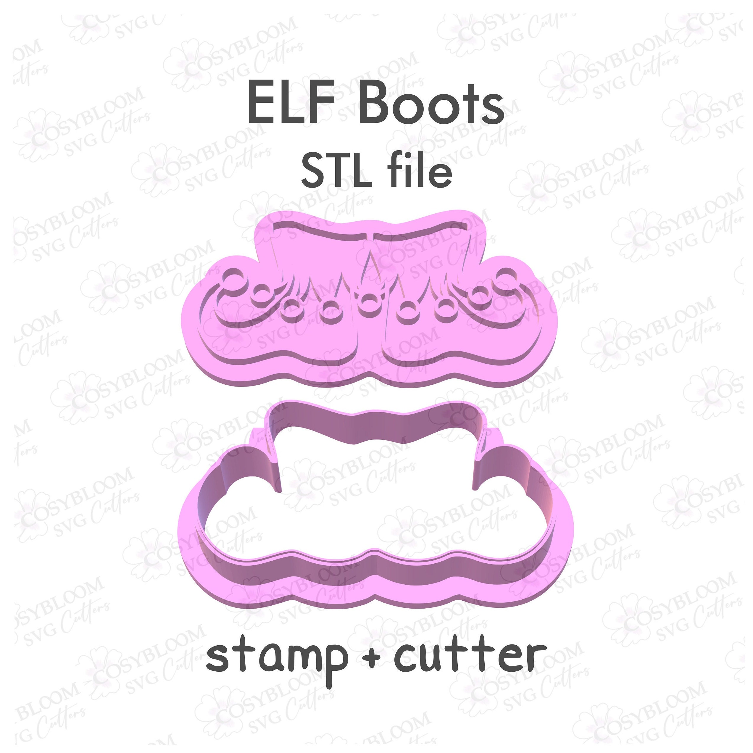 Elf Boots STL File Instant Download,  Elf Shoes STL File for 3D Printing, Elf cookie stamp cookie cutter, Clay cutters