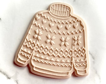 Christmas Jumper Cookie Stamp & Cutter. Christmas Fondant Biscuit Icing Decorating