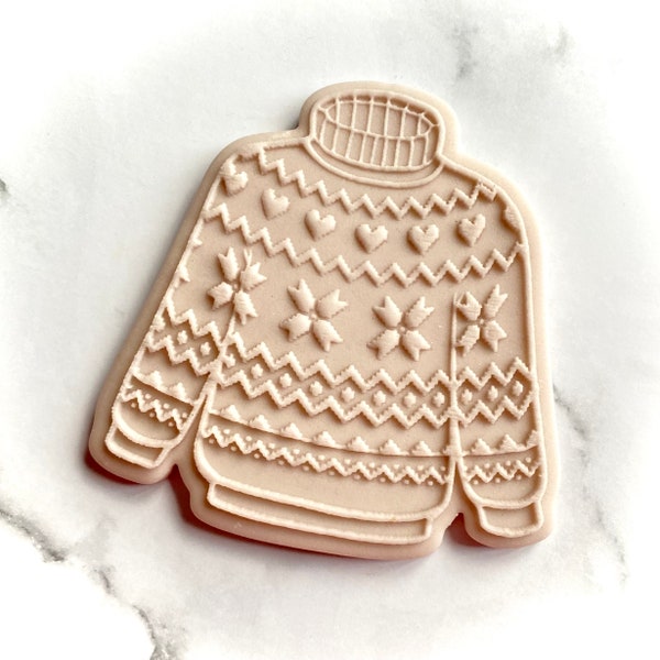 Christmas Jumper Cookie Stamp & Cutter. Christmas Fondant Biscuit Icing Decorating