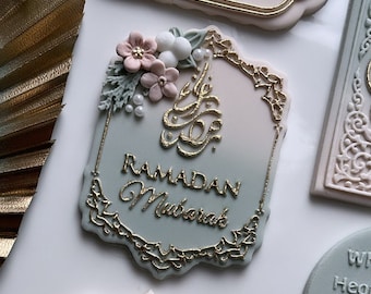 Ramadan Mubarak Cookies Stamp and Cutter. Fondant Embosser. Biscuit Cake Decorating