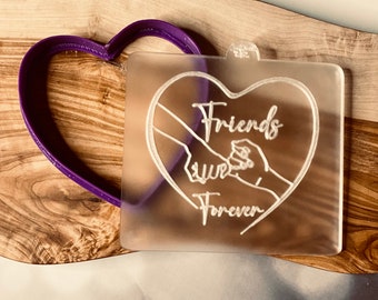 Friends Forever POPup Debosser Stamp. Friendship Cookie Cutter and Stamp. Fondant Icing Decoration
