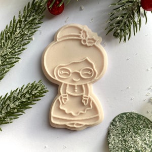 Mrs Claus Cookie Outbosser Stamp and Cutter. Christmas Fondant Biscuit Icing Cake Decorating