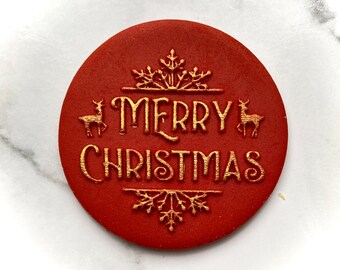 Merry Christmas Cookie Outbosser Stamp. Christmas Fondant Biscuit Icing Cupcake Decorating