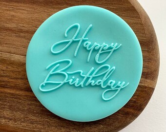 Happy Birthday Fondant Debosser Stamp. Birthday Cookie Stamp. Icing Cupcake Decorating