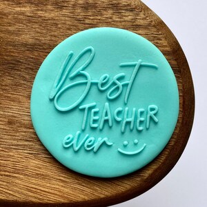Mejor profesor de la historia sello Debosser. Gracias Maestro Cookie Embosser Stamp. Fondant Glaseado Cupcake Decoración