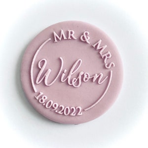 Custom Mr and Mrs Name with Date Cookie Stamp Wedding Fondant Buscuit Cake Icing Cupcakes Decorating