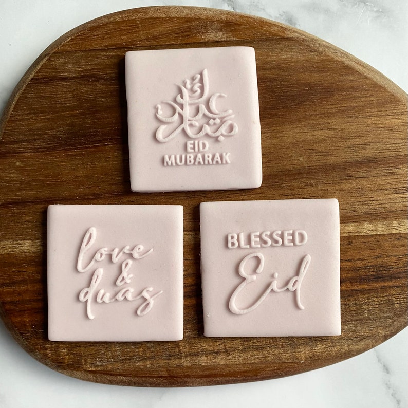 Set of 3 Eid Mini Stamps. Eid Embosser Stamps. Fondant Icing Biscuit Cakesicles Decorating image 2