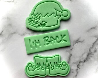 Elf Cookie Cutter and Stamp Elf Hat Elf Shoes Christmas Fondant Biscuit Cupcake Decorating