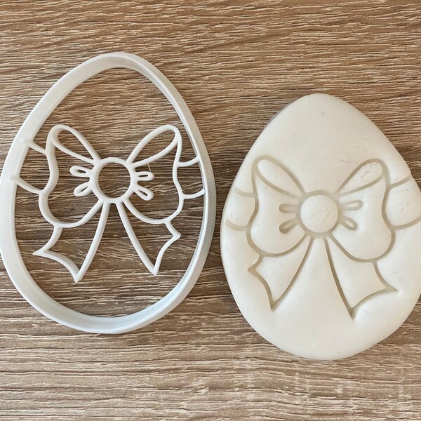 Easter Egg with Bow Cookie Cutter | Easter Stamp | Biscuit Embosser | (EA-OF)