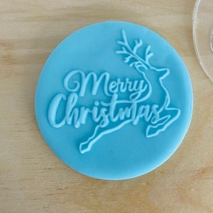Merry Christmas Debosser Stamp, Cupcake Topper Christmas Treat Box Fondant Icing Stamp
