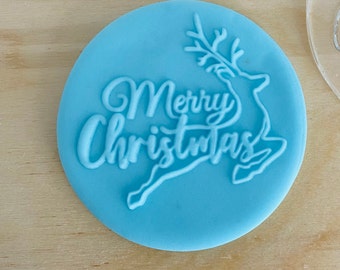 Merry Christmas Debosser Stamp, Cupcake Topper Christmas Treat Box Fondant Icing Stamp