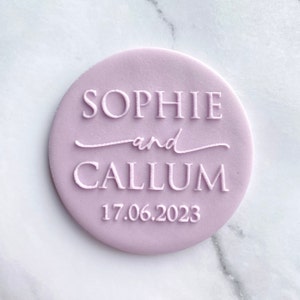 Custom Names and Date Wedding Cookie Stamp. Wedding Fondant Biscuit Decorating