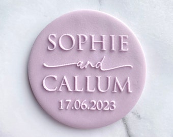 Custom Names and Date Wedding Cookie Stamp. Wedding Fondant Biscuit Decorating