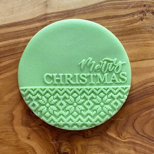 Christmas POPup Debosser Stamp. Merry Christmas Cupcake Topper. Christmas Fondant Icing Decoration