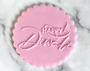 Happy Diwali Cookie Stamp. Diwali Outbosser Fondant Stamp. Biscuit Icing Cupcake Decorating