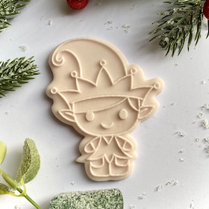 Elf Cookie Outbosser Stamp and Cutter. Christmas Fondant Biscuit Icing Cupcake Decorating