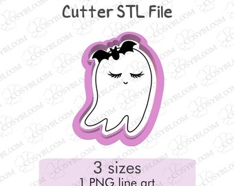 Ghost Cookie Cutter, STL File Instant Download,  STL File for 3D Printing, 3 Sizes, Line art PNG