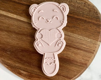 Sello emergente con cortador del Día de San Valentín de Beaver. Sello de galleta del día de San Valentín. Decoración de cupcakes con glaseado de fondant