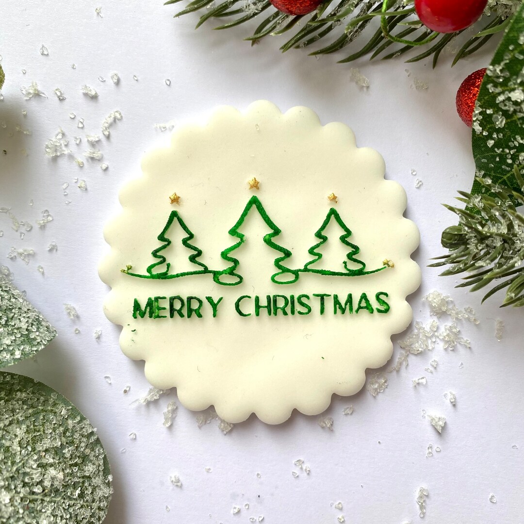 Merry Christmas Cookie Stamp.fondant Outbosser Stamp. Biscuit Etsy