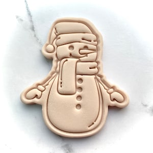 Snowman Cookie Embosser Stamp and Cutter. Christmas Fondant Biscuit Icing Decorating