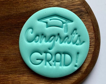 Congrats Grad Cookie Stamp | Congrats Grad Fondant Embosser | Cake & Cupcake Embosser Stamp