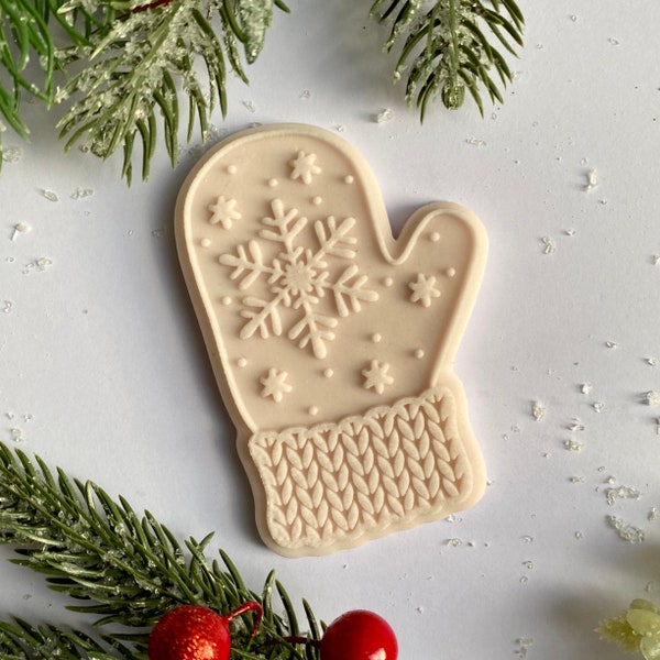 Moufle de Noël / Emporte-pièce à gants et timbre Outbosser. Fondant Glaçage Biscuit Décoration