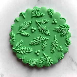 Timbro cookie modello di Natale. Pine Branch Fondant Outbosser Stamp. Biscotti Glassa Cupcake Decorazione