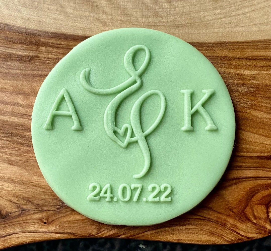 Customized Initials Raisins Custom Wedding Initials With Date Debosser Stamp. Popup Cookie Stamp ...