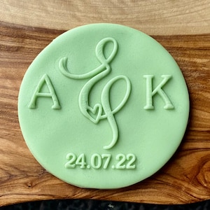 Custom Wedding Initials with Date Debosser Stamp. PopUp Cookie Stamp. Fondant Icing Cake Decorating