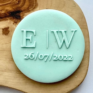 Custom Wedding Initials With Date Cookie Stamp. Fondant Debosser Stamp, Icing, Biscuit Decorating