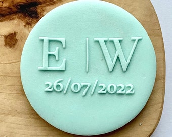 Custom Wedding Initials With Date Cookie Stamp. Fondant Debosser Stamp, Icing, Biscuit Decorating