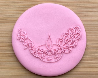 Peacock Lamp Cookie Debosser Stamp. Biscuit Fondant Icing Cupcake Decorating