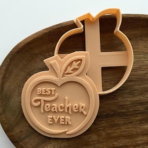 Sello en relieve para galletas "El mejor maestro de Apple" para glaseado de fondant, cupcakes, galletas. Gracias, maestro.