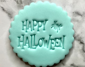 Happy Halloween Cookie Embosser Stamp, Fondant Cake Decor