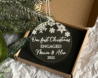 Our First Christmas Engaged Ornament 2023, Engagement Christmas Ornament, Personalised Engagement Gifts, Gift for Couples