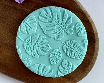 Monstera deja sello de debosser. Jungle Leaves Cookie Stamp. Hojas de palma Fondant Glaseado Cupcake Decoración