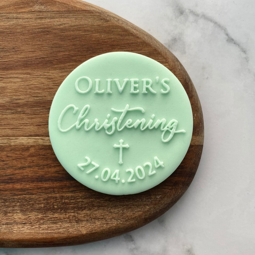 Custom Name Christening Cookie Embosser Stamp Fondant Biscuit Cupcake