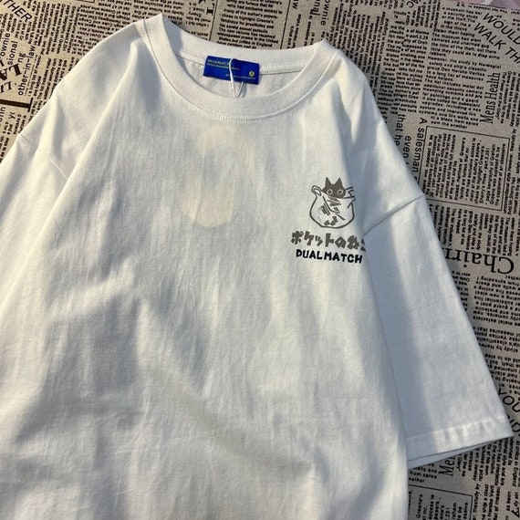 2023 Cartoon T-Shirts Summer Harajuku Kawaii Cat Printed Short Sleeve Tees Female Couple Streetwear Loose Clothes  Tops,Hawaiian Shirt