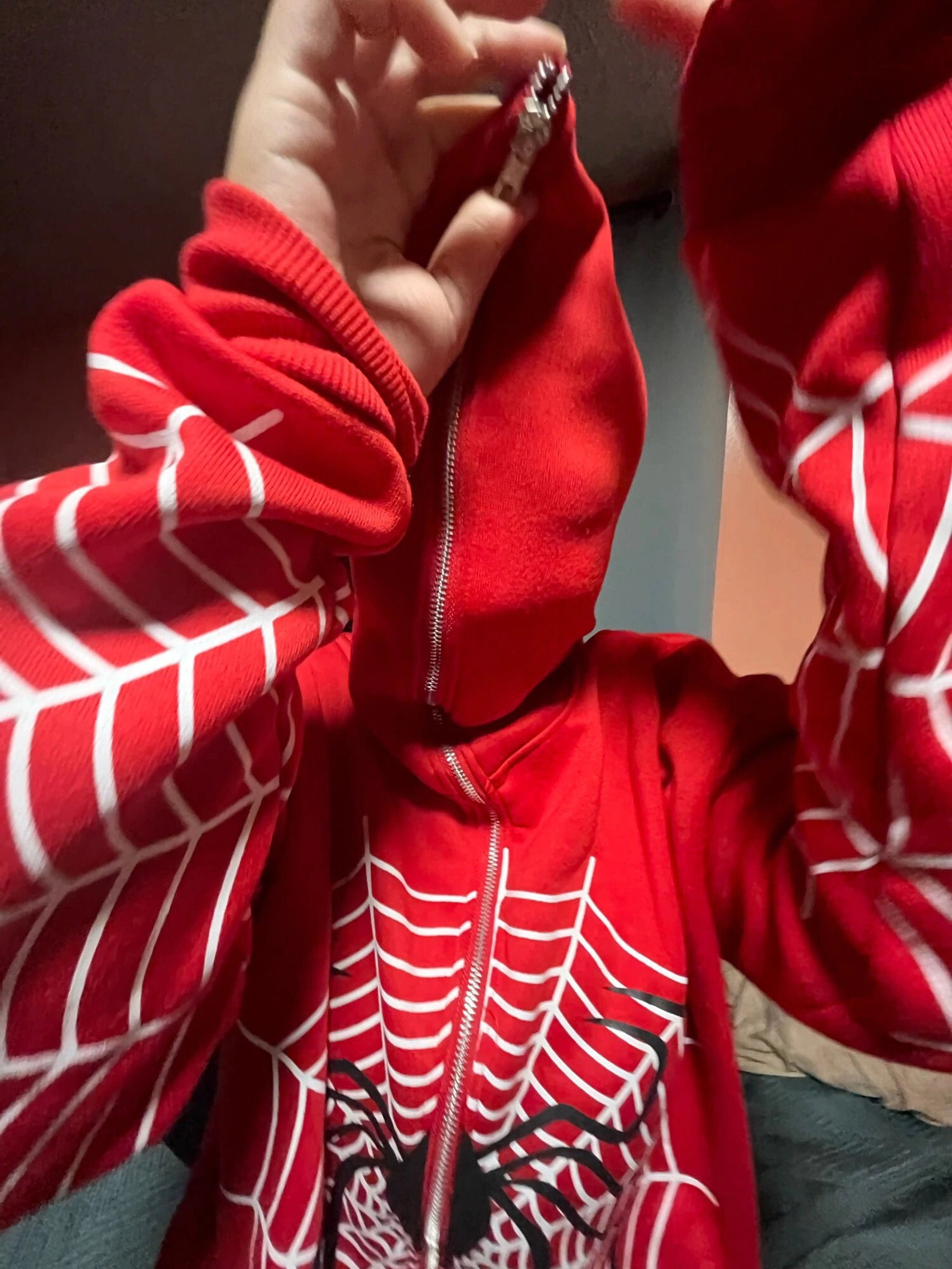 Y2k Spider  Red Zip up Hoodie Y2k Clothing Streetwear Etsy
