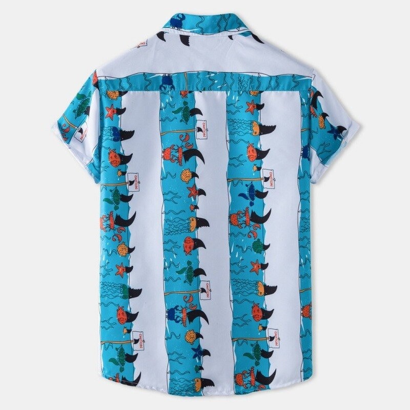 Discover Camisa Hawaiana Azul con Botones Unisex