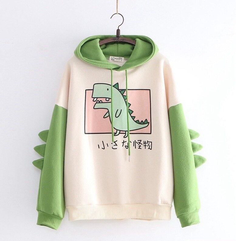 Cute Japanese Little Dinosaur Unisex Hoodie Kawaii ...