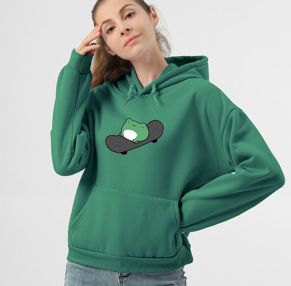 Cute Sweatshirts Frog On Skateboard Sweatshirt Womens Sweatshirt