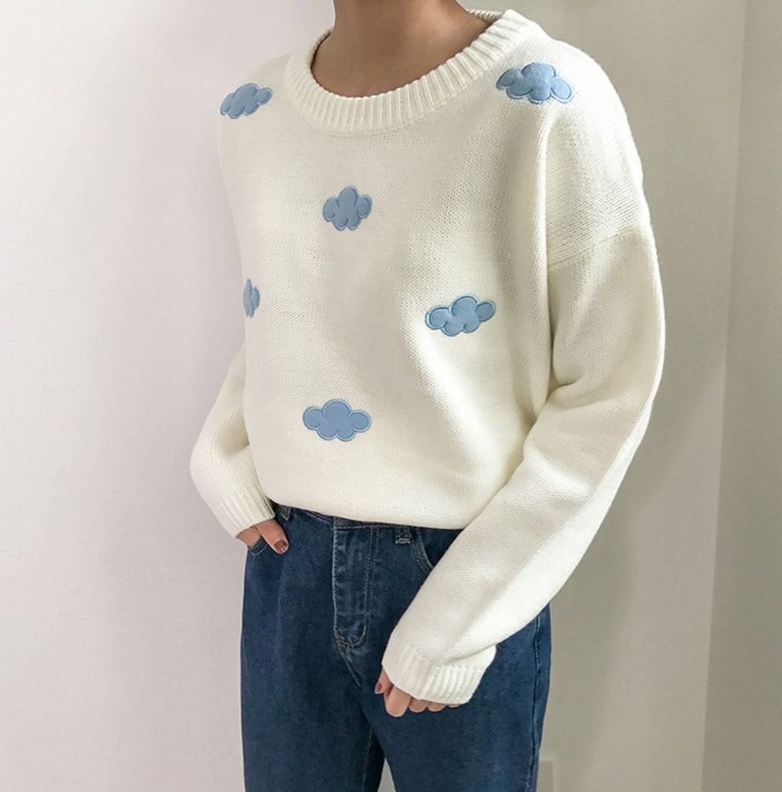 Clouds Cardigan Onesize sweater Blue Sky Soft Thicken Women | Etsy